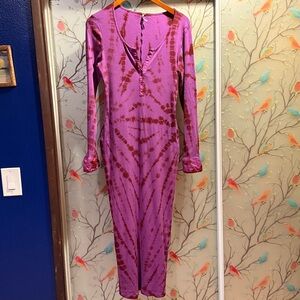 Purple Tie-Dye Midi Dress